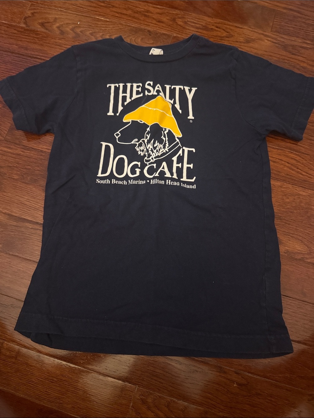 Navy Short Sleeve Tee with Yellow Hat Graphic